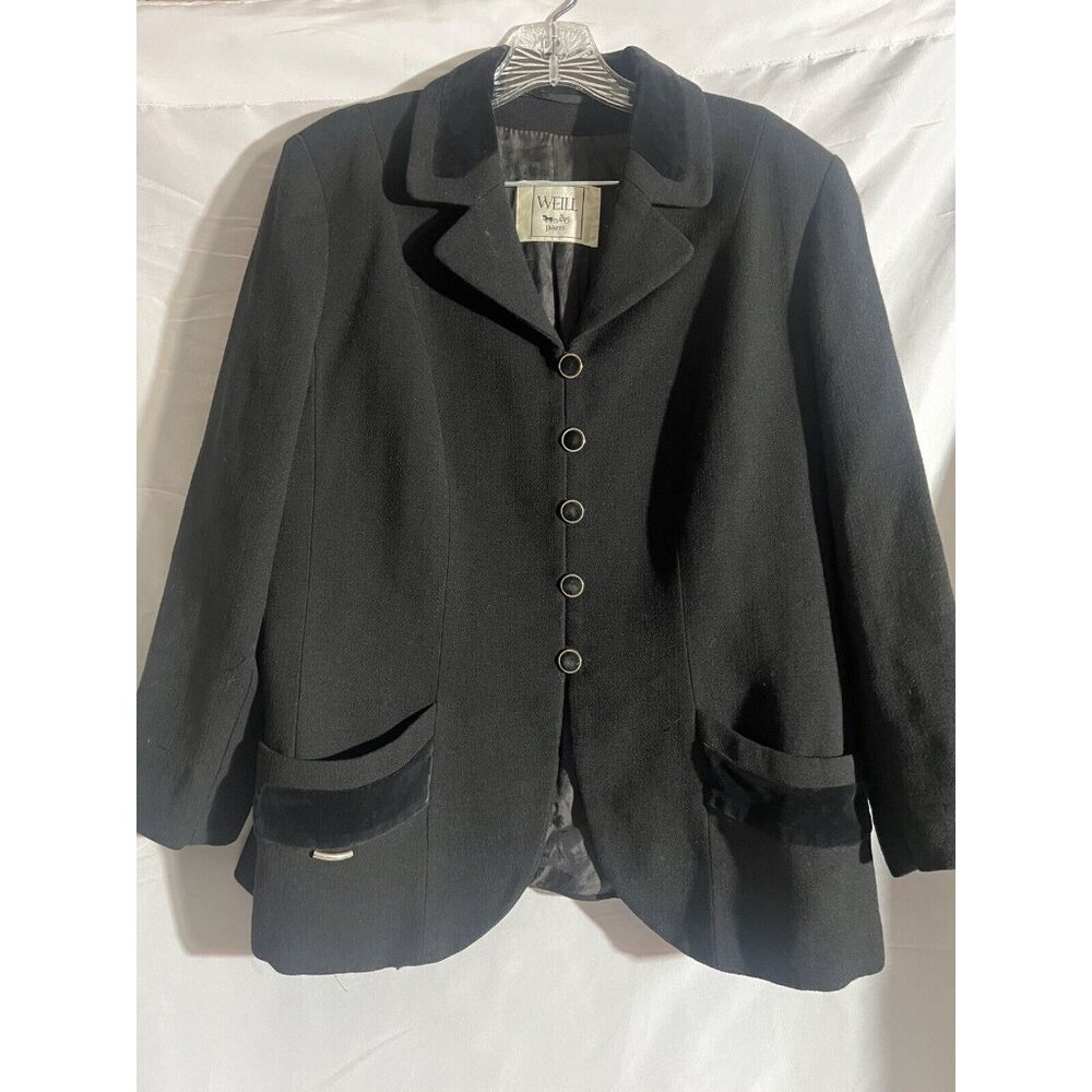 Vtg Weill of Paris Jacket Sz 34/ US 8 Black Wool Blazer R13